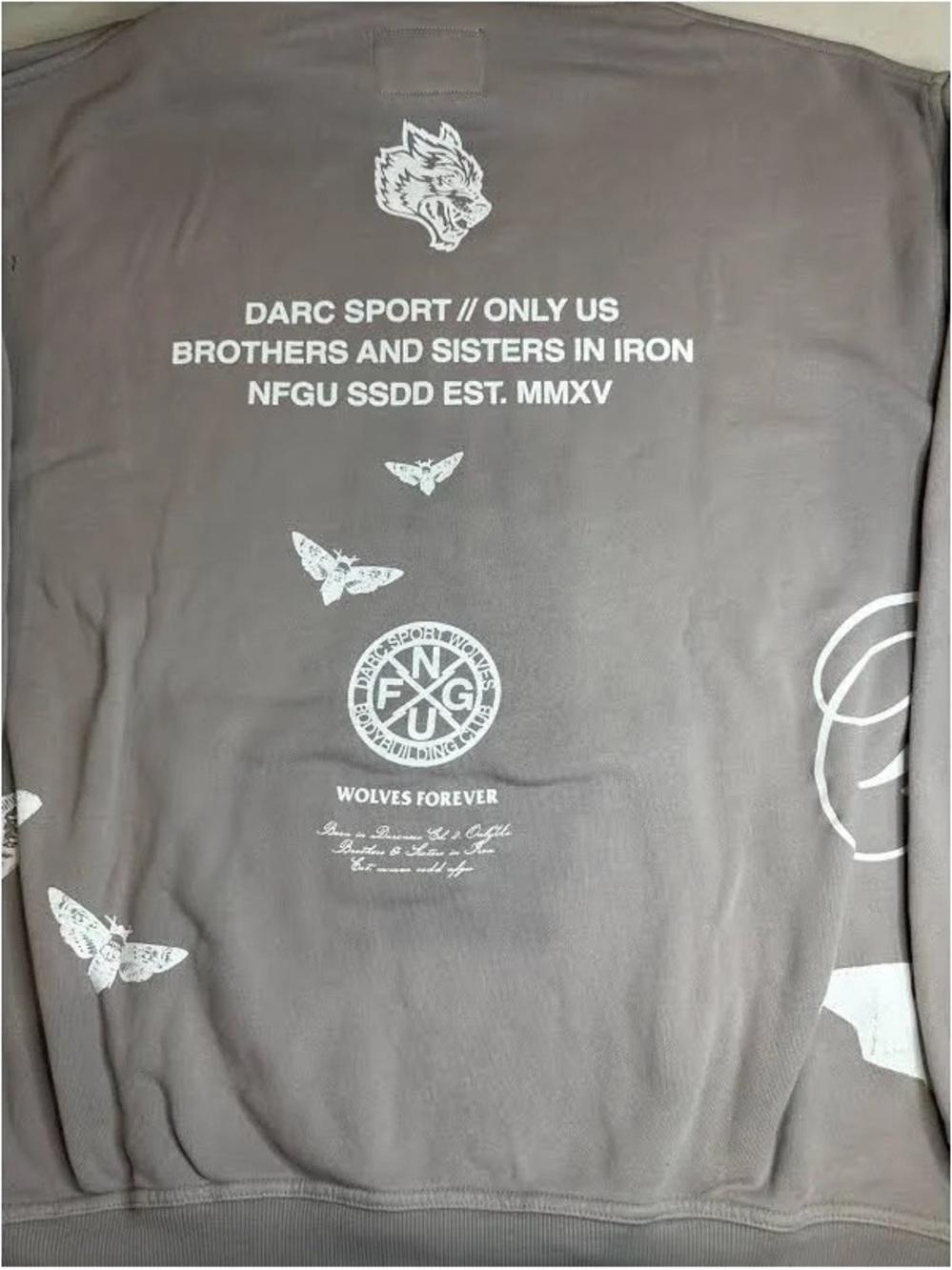 Darc Sport Gray Crewneck Sweatshirt with White 'Wolves Forever' Graphics